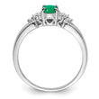Sterling Silver Rhodium-plated Emerald and White Sapphire Ring