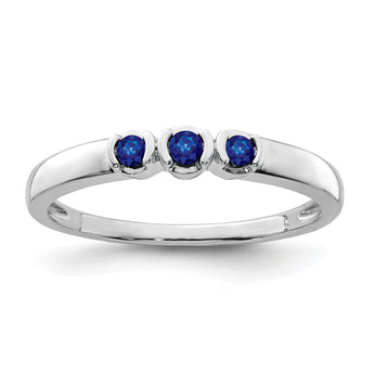 Sterling Silver Rhodium-plated Polished Sapphire Ring