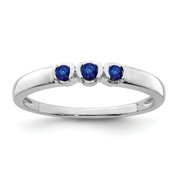 Sterling Silver Rhodium-plated Polished Sapphire Ring