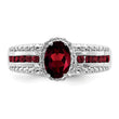 Sterling Silver Rhodium-plated Garnet and White Topaz Ring