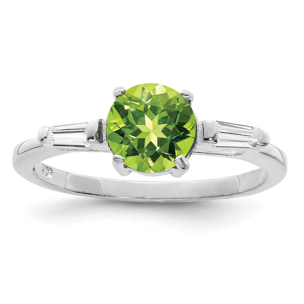 Sterling Silver Rhodium Peridot & CZ Ring - Birthstone Company