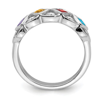 SS Rhodium-plated With CZ, Amethyst, Citrine, Garnet & Blue Topaz Ring - Birthstone Company
