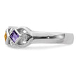 SS Rhodium-plated With CZ, Amethyst, Citrine, Garnet & Blue Topaz Ring - Birthstone Company