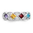 SS Rhodium-plated With CZ, Amethyst, Citrine, Garnet & Blue Topaz Ring - Birthstone Company