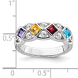 SS Rhodium-plated With CZ, Amethyst, Citrine, Garnet & Blue Topaz Ring - Birthstone Company