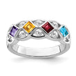 SS Rhodium-plated With CZ, Amethyst, Citrine, Garnet & Blue Topaz Ring - Birthstone Company