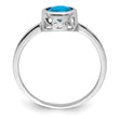 Sterling Silver Rhodium-plated Polished Blue Topaz Round Ring - Birthstone Company