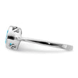 Sterling Silver Rhodium-plated Polished Blue Topaz Round Ring - Birthstone Company