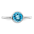 Sterling Silver Rhodium-plated Polished Blue Topaz Round Ring - Birthstone Company