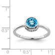 Sterling Silver Rhodium-plated Polished Blue Topaz Round Ring - Birthstone Company