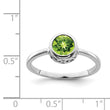Sterling Silver Rhodium-plated Polished Peridot Round Ring