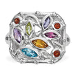 Sterling Silver Rhodium-plated Multi Gemstone Ring - Birthstone Company
