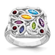 Sterling Silver Rhodium-plated Multi Gemstone Ring - Birthstone Company