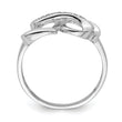 Sterling Silver Rhodium Plated Diamond Double Heart Ring