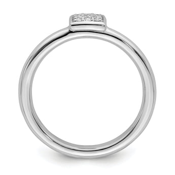 Sterling Silver Rhodium Plated Diamond Ring