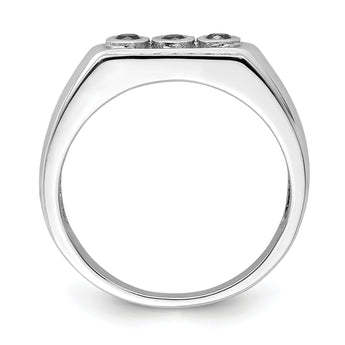Sterling Silver Rhodium Plated Black and White Diam. Men's Ring - Birthstone Company