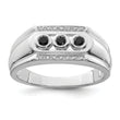 Sterling Silver Rhodium Plated Black and White Diamond Men's Ring
