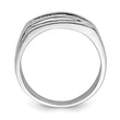Sterling Silver Rhodium Plated Men's Polished Diamond Ring