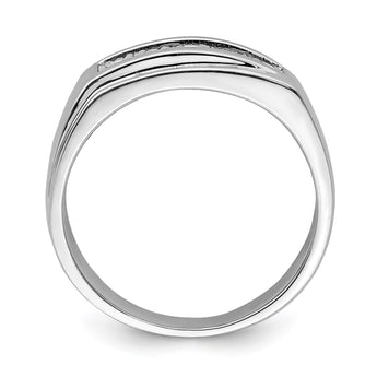 Sterling Silver Rhodium Plated Men's Polished Diam. Ring - Birthstone Company