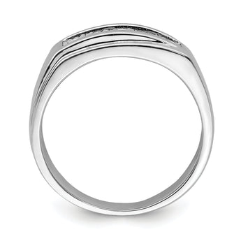 Sterling Silver Rhodium Plated Men's Polished Diamond Ring