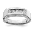 Sterling Silver Rhodium Plated Men's Polished Diamond Ring