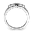 Sterling Silver Rhodium Plated Men's Polished Diamond Ring
