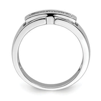 Sterling Silver Rhodium Plated Men's Polished Diam. Ring - Birthstone Company