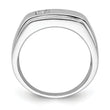 Sterling Silver Rhodium Plated Men's Polished Diamond Ring