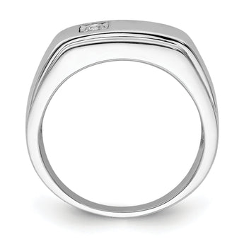 Sterling Silver Rhodium Plated Men's Polished Diamond Ring