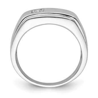 Sterling Silver Rhodium Plated Men's Polished Diam. Ring - Birthstone Company