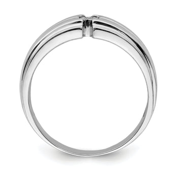 Sterling Silver Rhodium Plated Men's Polished Diamond Ring