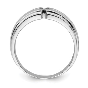 Sterling Silver Rhodium Plated Men's Polished Diam. Ring - Birthstone Company