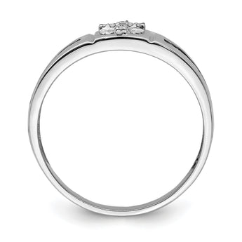 Sterling Silver Rhodium Plated Black and White Diam. Cross Men's Ring - Birthstone Company