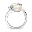 Sterling Silver Rhodium-plated 8-9mm White 2-FWC Pearl and CZ Ring
