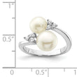 Sterling Silver Rhodium-plated 8-9mm White 2-FWC Pearl and CZ Ring