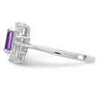 Sterling Silver Rhodium-plated Amethyst and CZ Ring