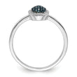 White Night Sterling Silver Rhodium-plated Blue Diamond Oval Ring