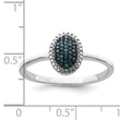 White Night Sterling Silver Rhodium-plated Blue Diamond Oval Ring