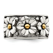 Sterling Silver Antiqued With 14k Gold Centers Daisy Ring