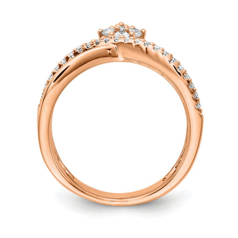 Sterling Shimmer Sterling Silver Rose-tone Flash Rose Gold-plated 27 Stone CZ Ring