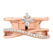 Sterling Shimmer Sterling Silver Rose-tone Flash Rose Gold-plated 27 Stone CZ Ring