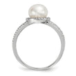 Sterling Silver RH 7-8mm Wt Button FWC Pearl CZ Ring
