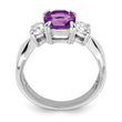 Sterling Silver Rhodium-plated Amethyst and CZ Ring, Size 7 - Birthstone Company