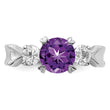Sterling Silver Rhodium-plated Amethyst and CZ Ring, Size 7 - Birthstone Company