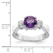 Sterling Silver Rhodium-plated Amethyst and CZ Ring, Size 7 - Birthstone Company
