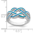 Sterling Silver Rhodium-plated Lab Created Blue Opal Inlay Celtic Knot Ring