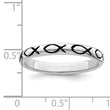 Sterling Silver Rhodium-plated Polished Antiqued Ichthus Ring