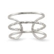 Sterling Silver Polished Twisted Bar Center Adjustable Cuff Ring