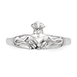 Sterling Silver Rhodium-plated Polished Claddagh Ring