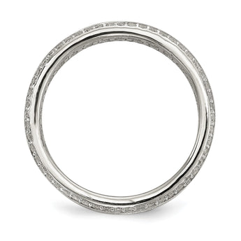 Sterling Silver Rhodium-plated Baguette & Round CZ Eternity Ring - Birthstone Company